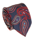 Navy & Red Paisley Silk Tie