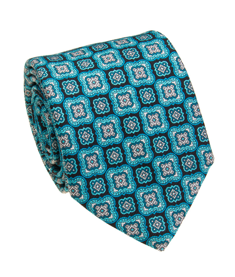 Black & Turquoise Silk Tie