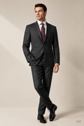 Solid Charcoal Two-Button Vented Suit — Super 140s Wool