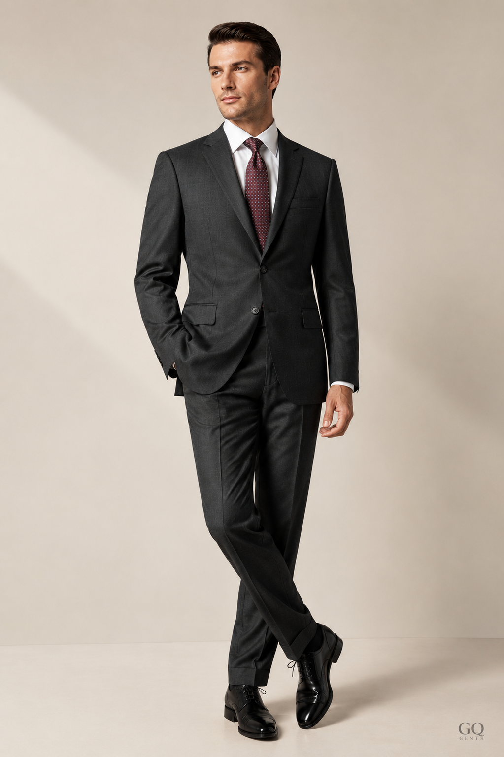 Solid Charcoal Two-Button Vented Suit — Super 140s Wool