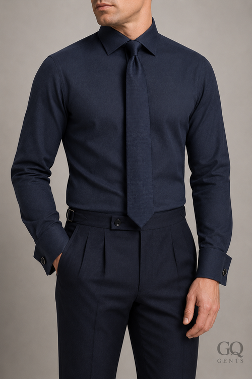 Black Slim Fit Evening Shirt — French Cuff