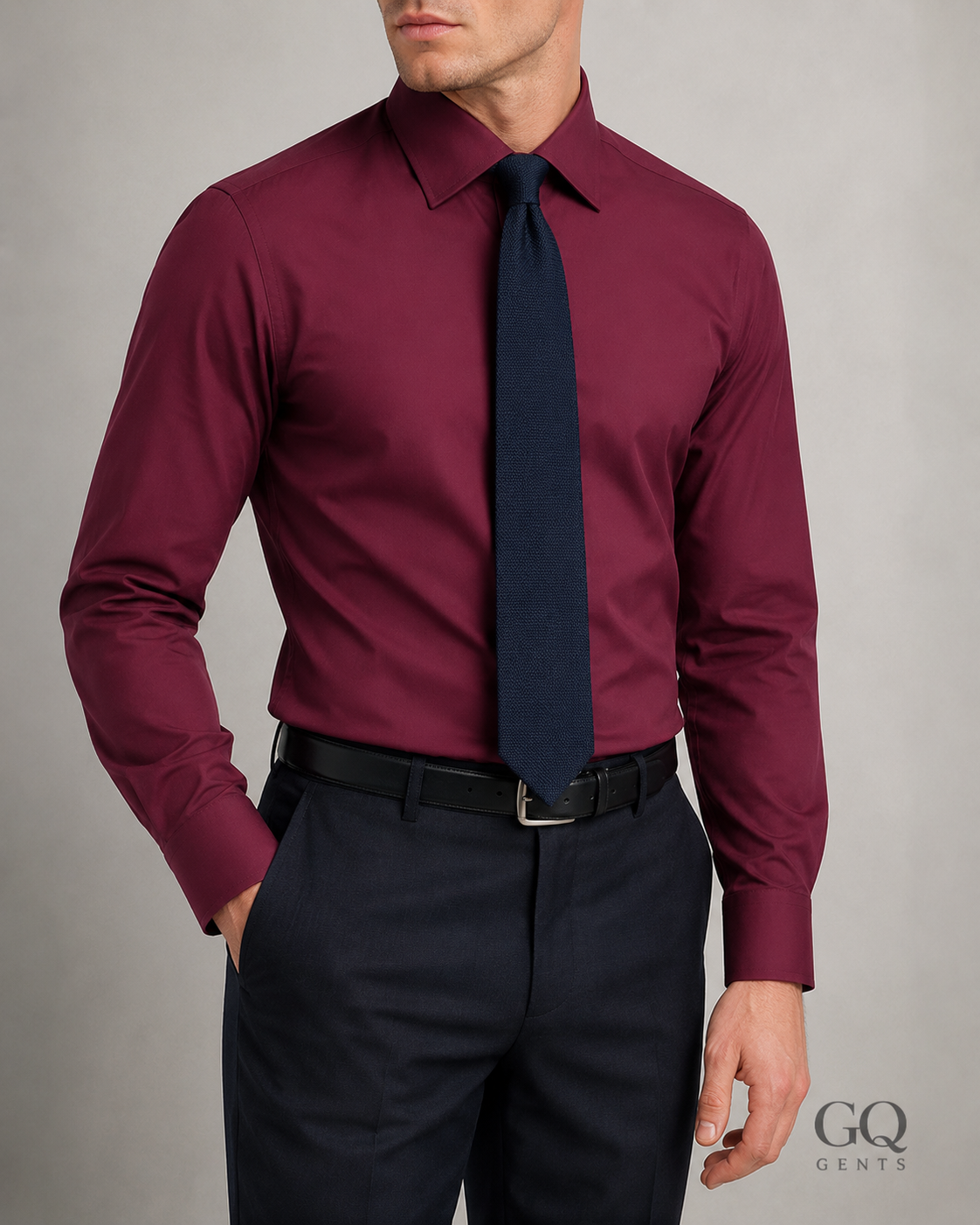 Burgundy Classic Fit Shirt — Regular Cuff
