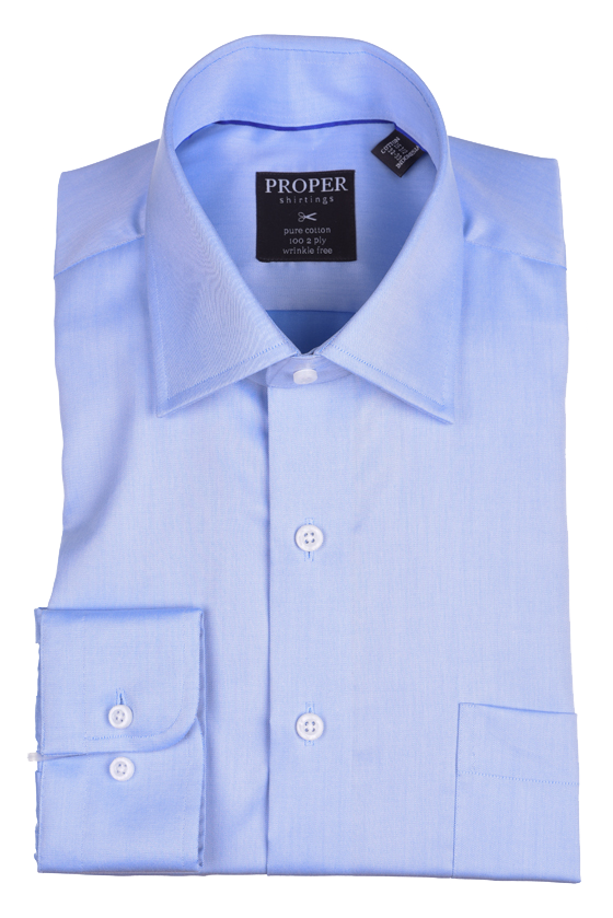 Blue Classic Fit Shirt – Regular Cuff (Wrinkle-Free Cotton)