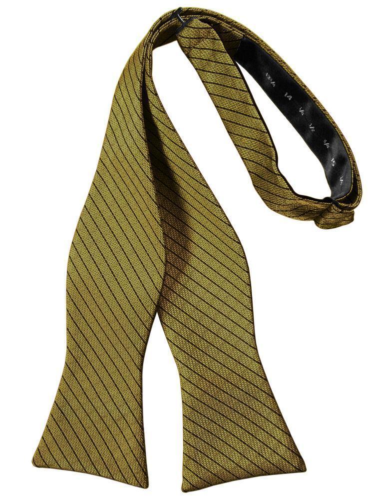 Gold Tonal Stripe Bow Tie