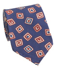 Navy Diamond Geometric Silk Tie