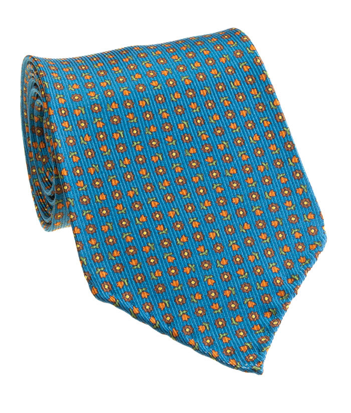 Navy & Teal Medallion Silk Salione Tie