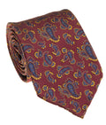 Wine, Navy & Gold Paisley Silk Tie