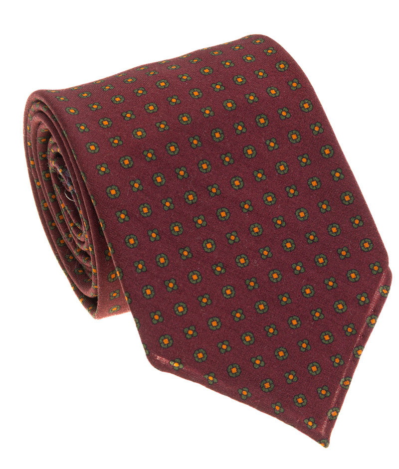Wine Floral Medallion Tasmanian Wool Tie