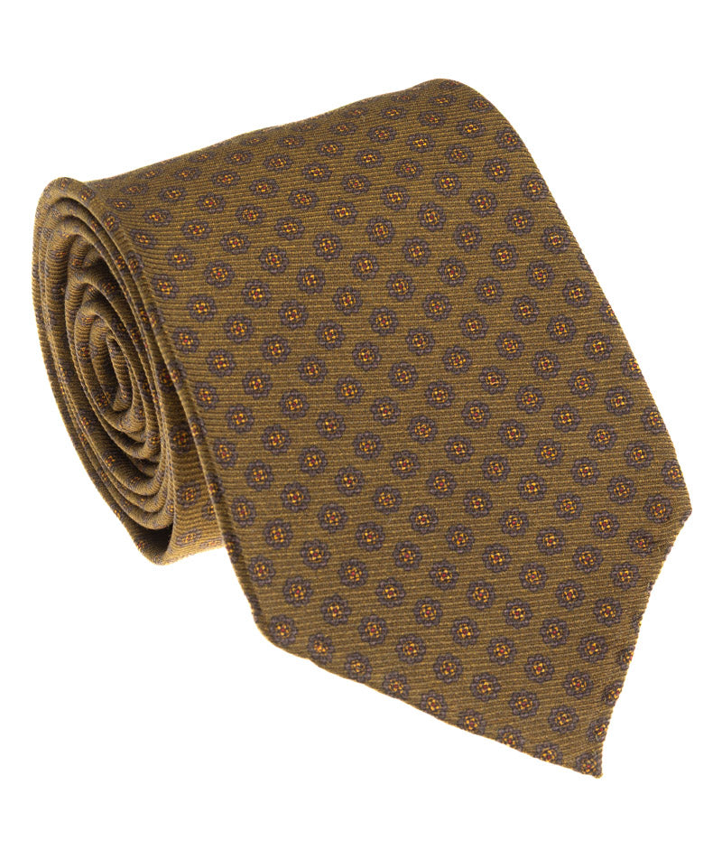 Olive Floral Medallion Silk Tie