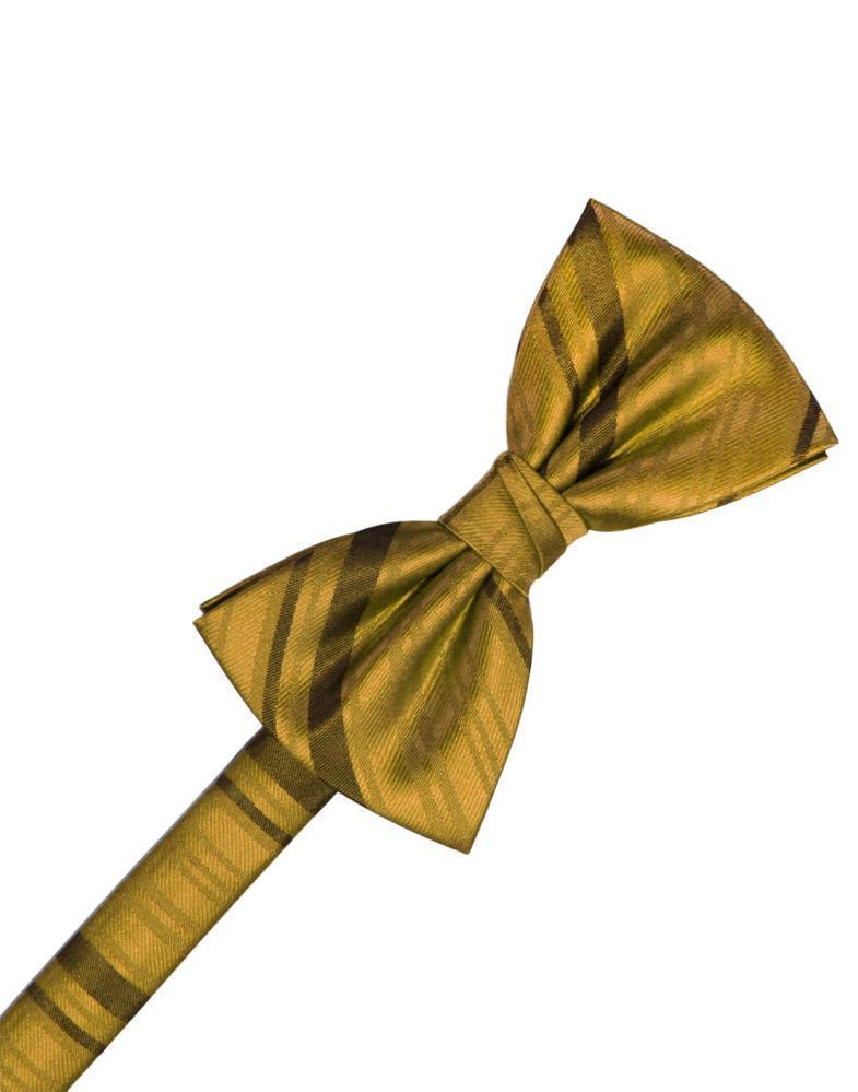 New Gold Satin Stripe Bow Tie