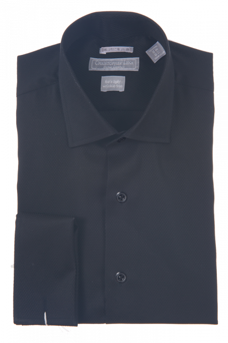 Black Slim Fit Evening Shirt — French Cuff