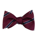 Burgundy Navy Stripe Textured Self-Tie Bow Tie