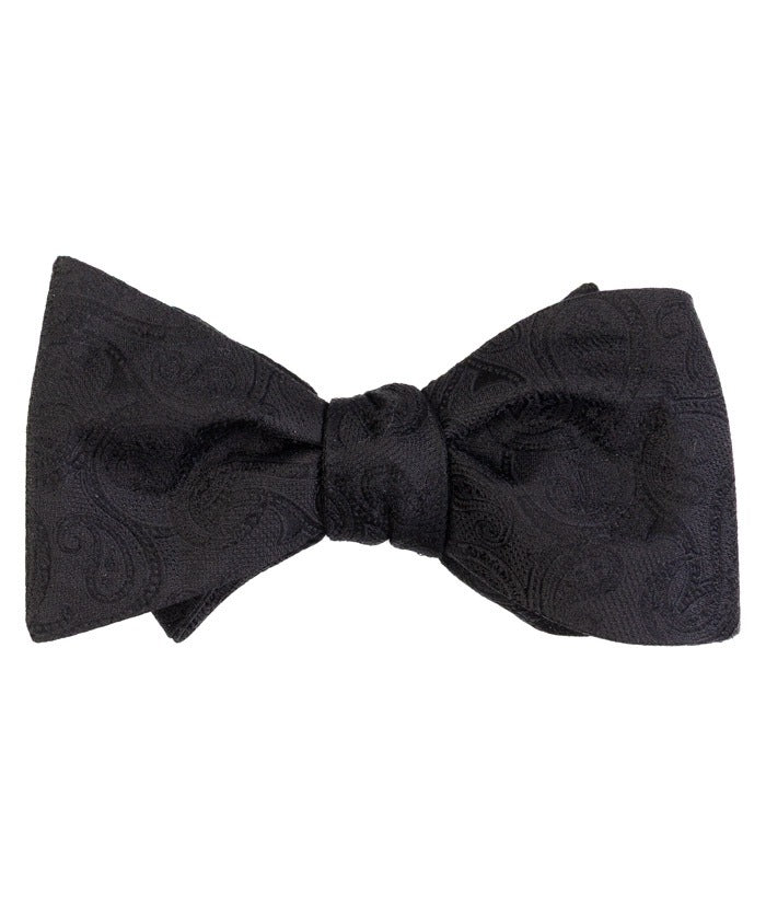 Black Tonal Paisley Self-Tie Bow Tie