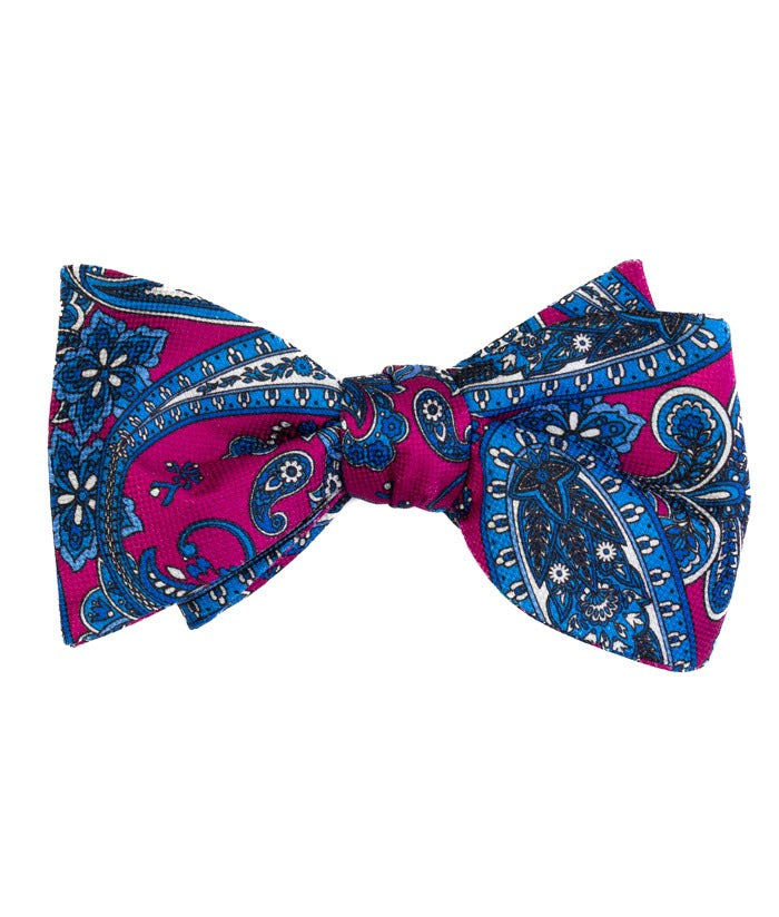 Magenta Paisley Print Self-Tie Bow Tie