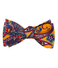 Gold Multicolor Paisley Print Self-Tie Bow Tie