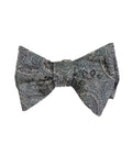 Silver Grey Paisley Woven Self-Tie Bow Tie