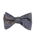 Navy Gold Paisley Woven Self-Tie Bow Tie