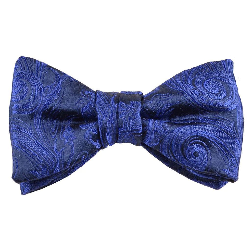 Royal Blue Tonal Paisley Italian Silk Pre-Tied Bow Tie