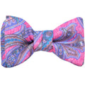 Fuchsia & Periwinkle Oversized Floral Paisley Self-Tie Bow Tie