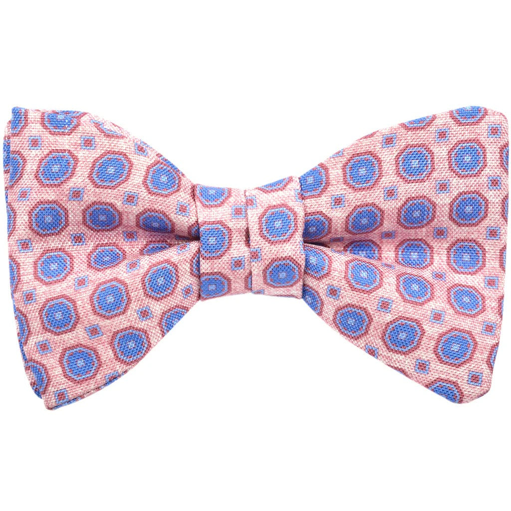 Pink & Blue Octagon Medallion Self-Tie Bow Tie