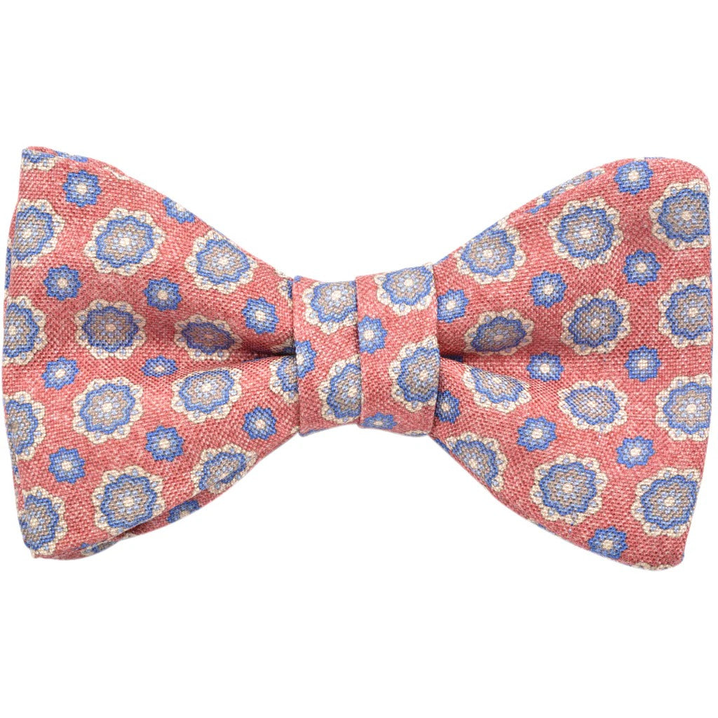Rouge & Blue Floral Medallion Self-Tie Bow Tie