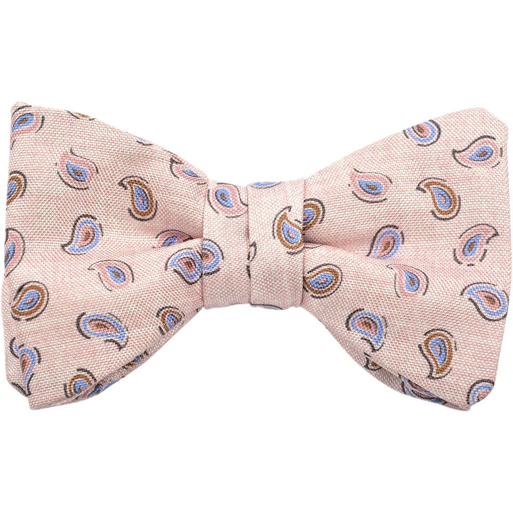 Blush Scattered Paisley Self-Tie Bow Tie