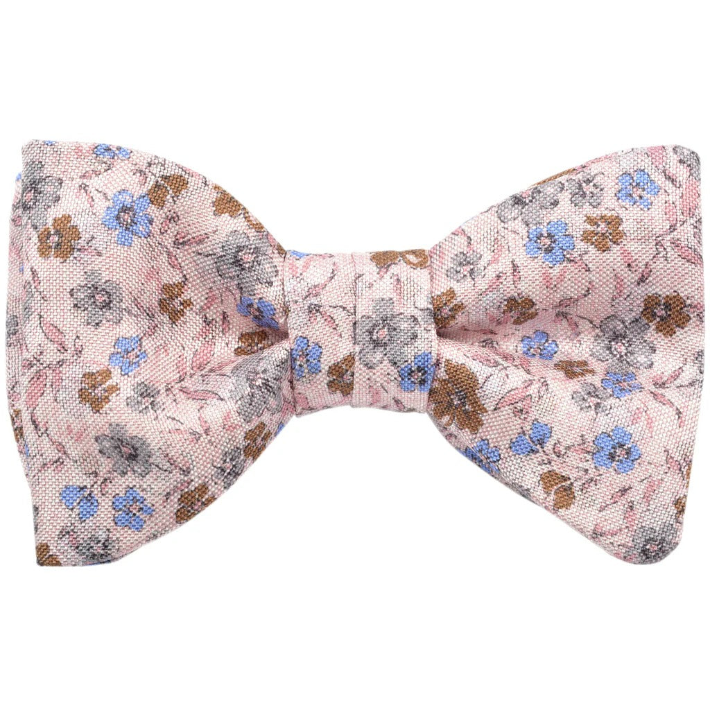 Blush & Periwinkle Cluster Floral Self-Tie Bow Tie