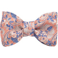 Watermelon & Silver Brocade Floral Self-Tie Bow Tie