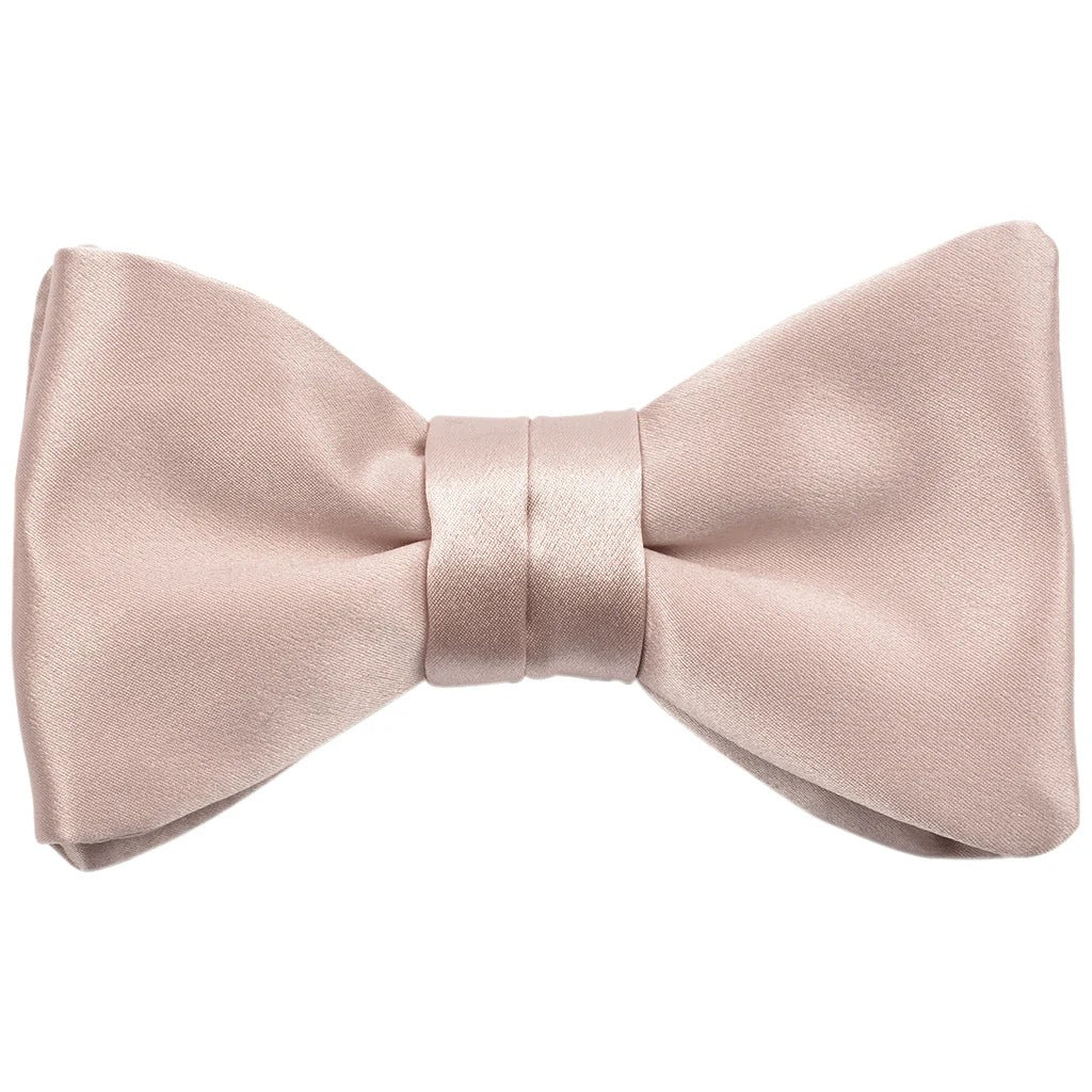 Blush Pink Satin Self-Tie Bow Tie