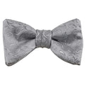 Silver Tonal Paisley Italian Silk Pre-Tied Bow Tie