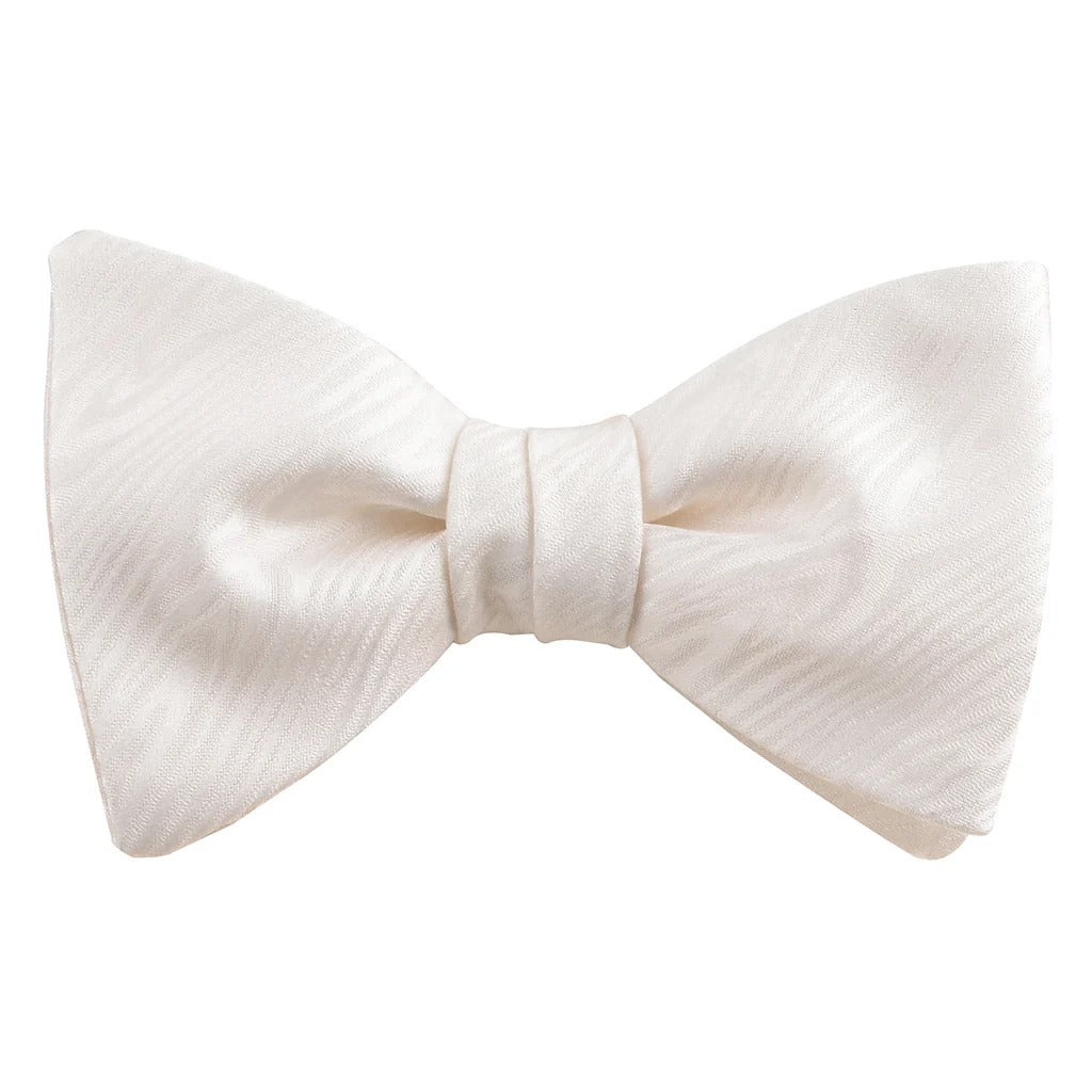 Ivory Moire Silk Pre-Tied Bow Tie