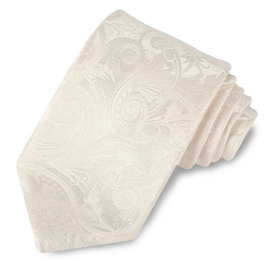 Ivory Paisley Woven Silk Tie