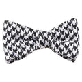Black White Houndstooth Italian Silk Pre-Tied Bow Tie