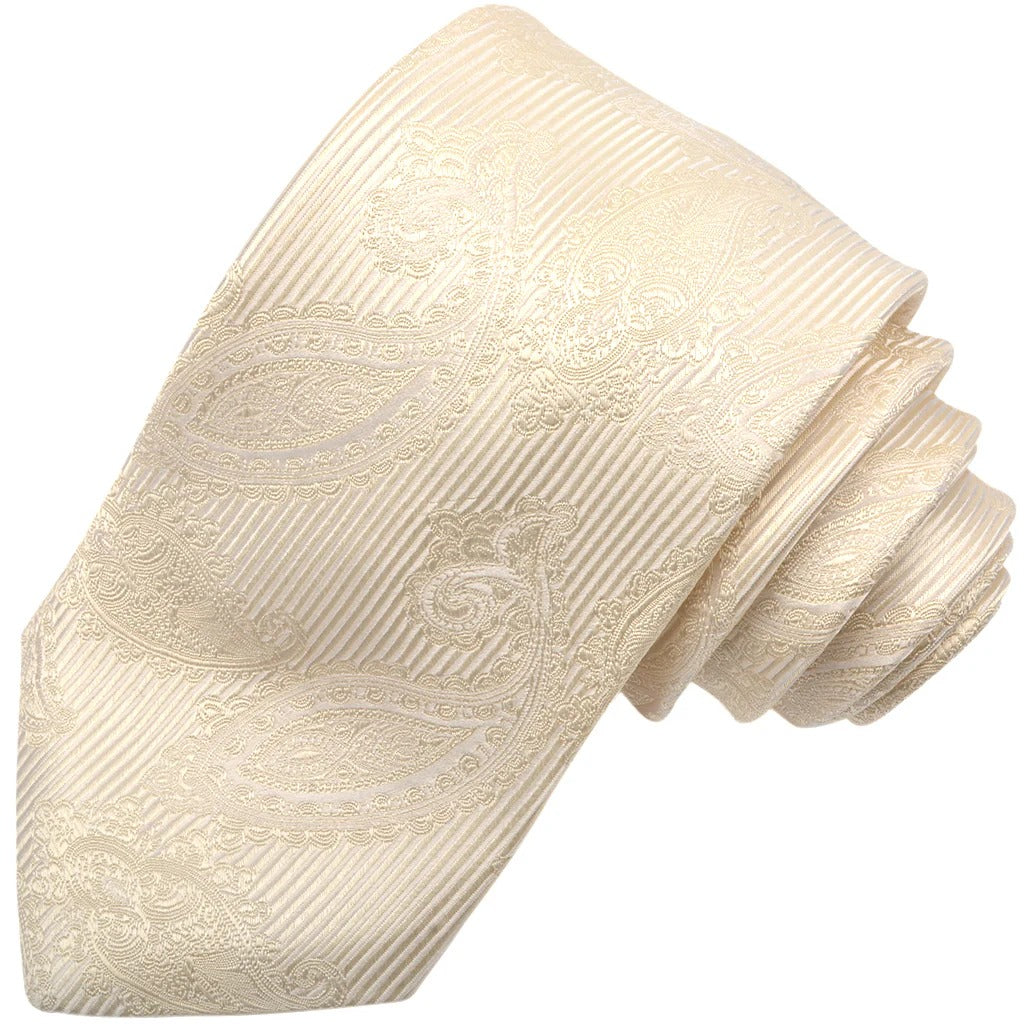Ivory Paisley Woven Silk Tie