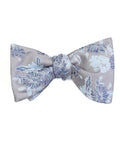 Light Blue & White Floral Pre-Tied Self-Tie Bow Tie
