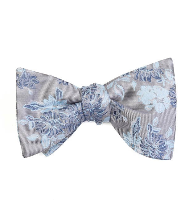 Light Blue & White Floral Pre-Tied Self-Tie Bow Tie