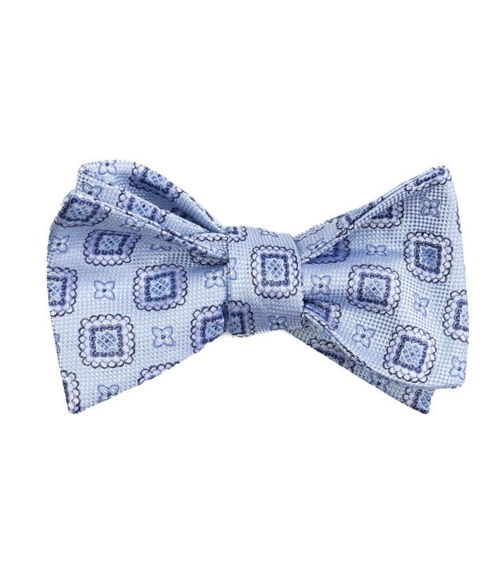 Navy Geometric Foulard Pre-Tied Self-Tie Bow Tie