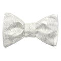 White Silver Metallic Paisley Italian Silk Pre-Tied Bow Tie