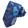 Printed Panama Polynesian Silk Tie in royal blue, French blue, sky, denim, grey and silver