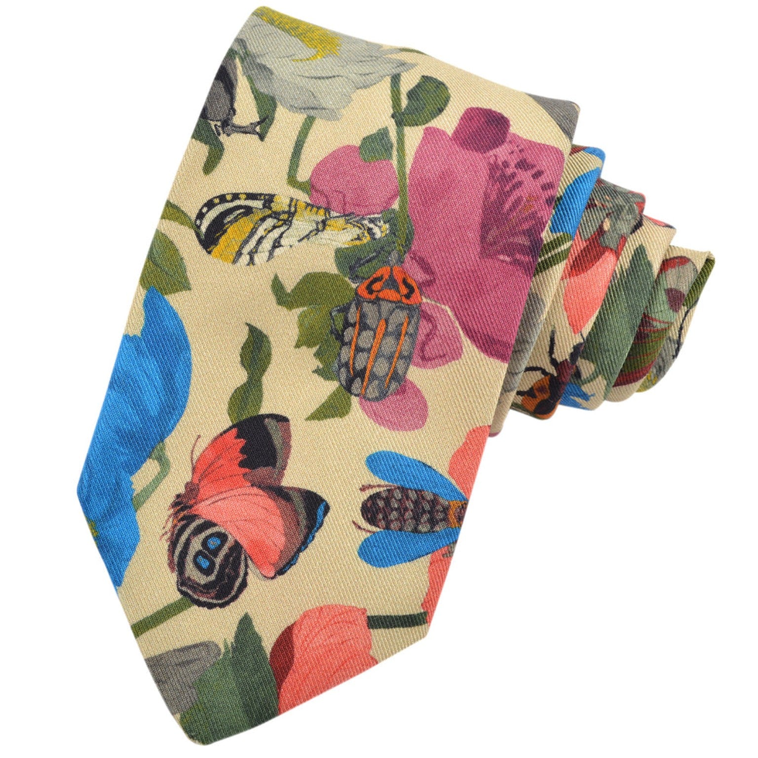 Printed Panama Polynesian Silk Tie in sand, sage, mint, sun, royal, sky, lilac and rose
