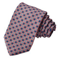 Pink Geometric Floral Medallion Printed Italian Silk Tie