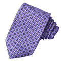 Lavender Geometric Floral Medallion Printed Italian Silk Tie