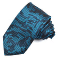 Houndstooth Camo Woven Italian Silk Tie — Petrolio