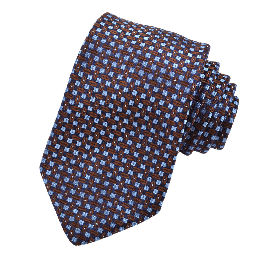 Mocha Gem Square Micro Neat Woven Italian Silk Tie