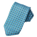 Tiffany Blue Geometric Floral Medallion Printed Italian Silk Tie