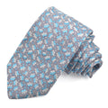 Marine Cascading Daisy Woven Italian Silk Tie