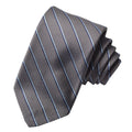 Diagonal Faille Stripe Woven Italian Silk Tie — Grey