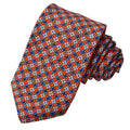 Red Geometric Floral Medallion Printed Italian Silk Tie