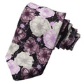 Silhouetted Petunia Printed Italian Silk Tie — Lavender