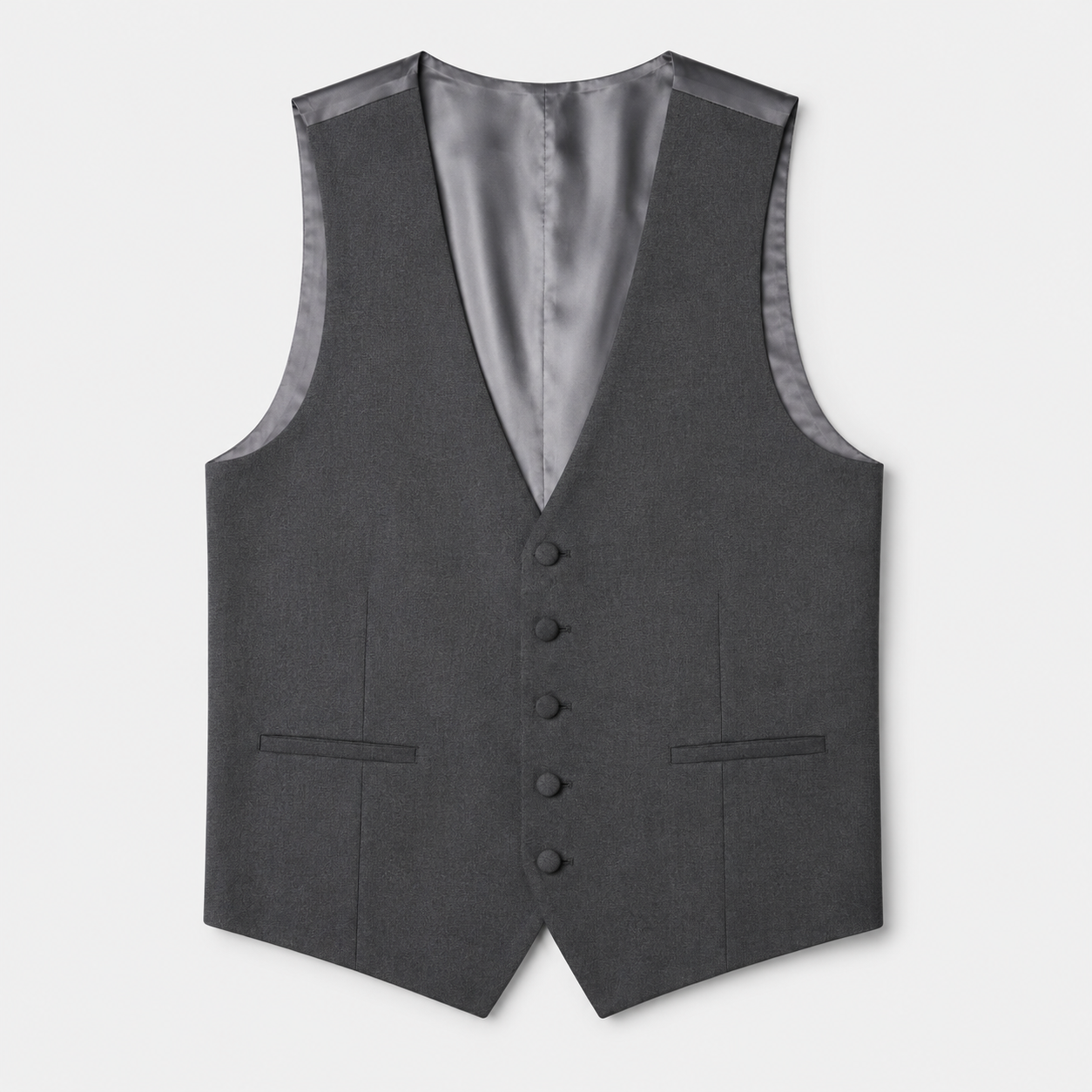 Charcoal Super 150s Wool Dress Vest